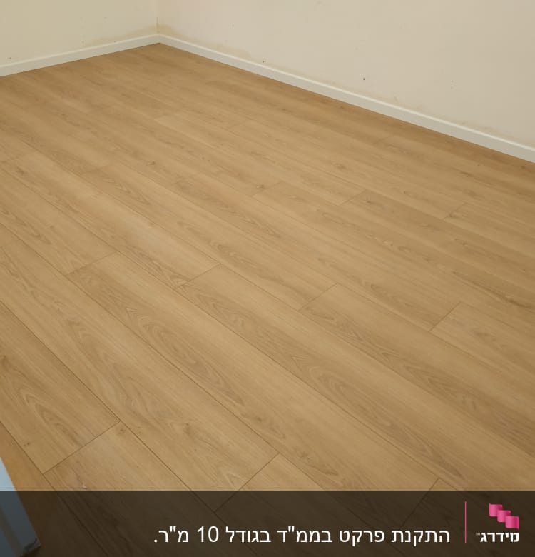 רצפת פרקט עץ בהירה בחדר ריק